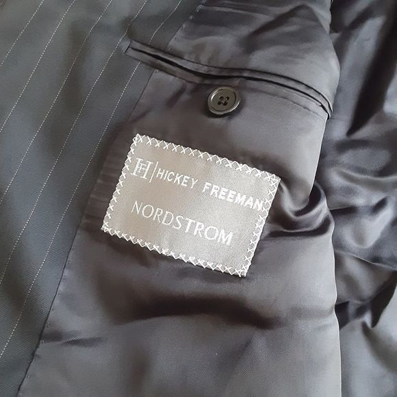 Hicky Freeman Lora Piana made in the USA black gray stripe 2 button sport coat - Picture 3 of 13